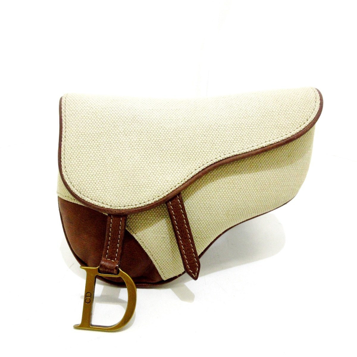 Dior Saddle Bag Waist Pouch Canvas Leather Dark Brown